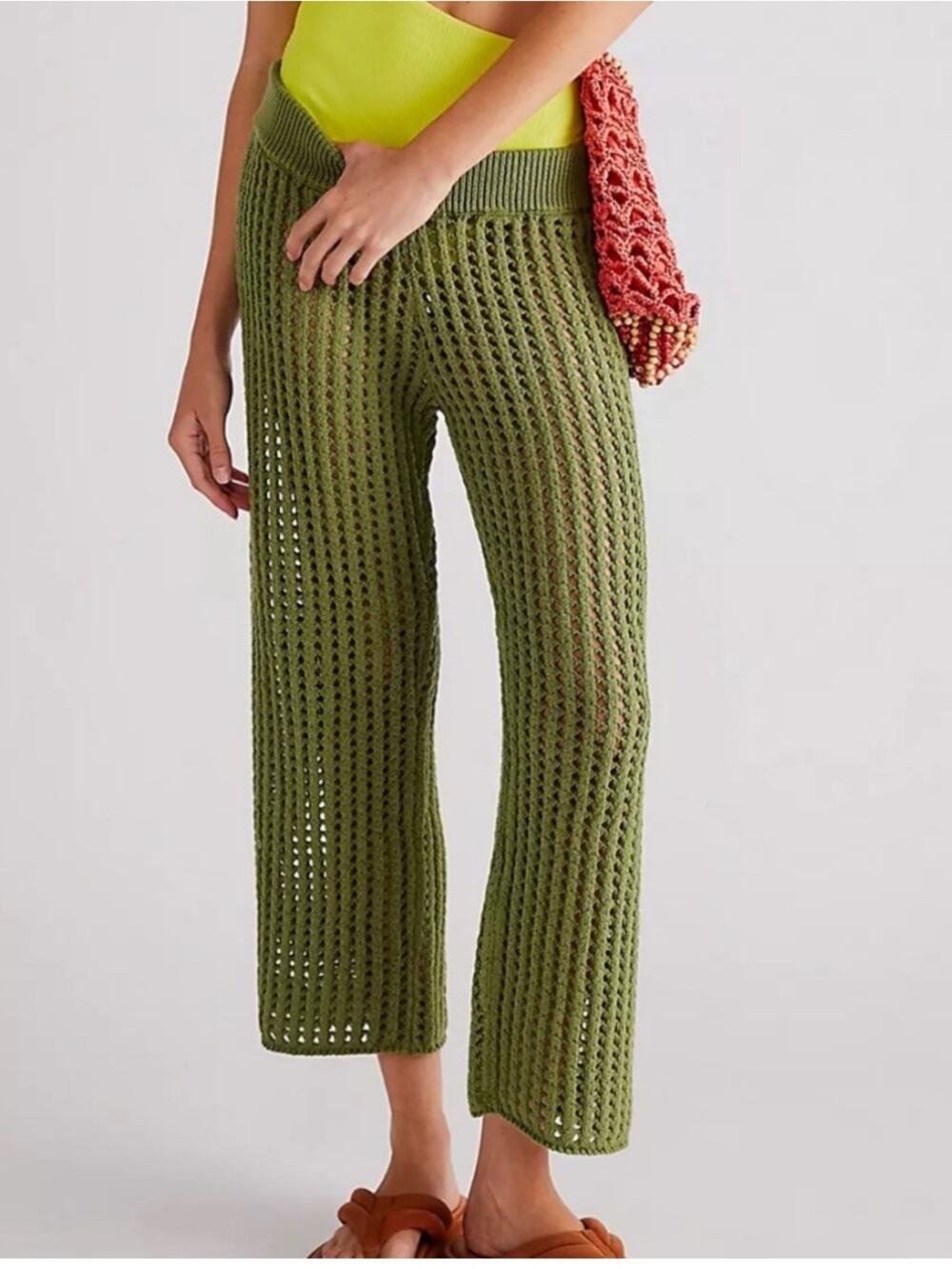 Free People Beach Excursion Fauxchet Sweater Pants Green Size Medium